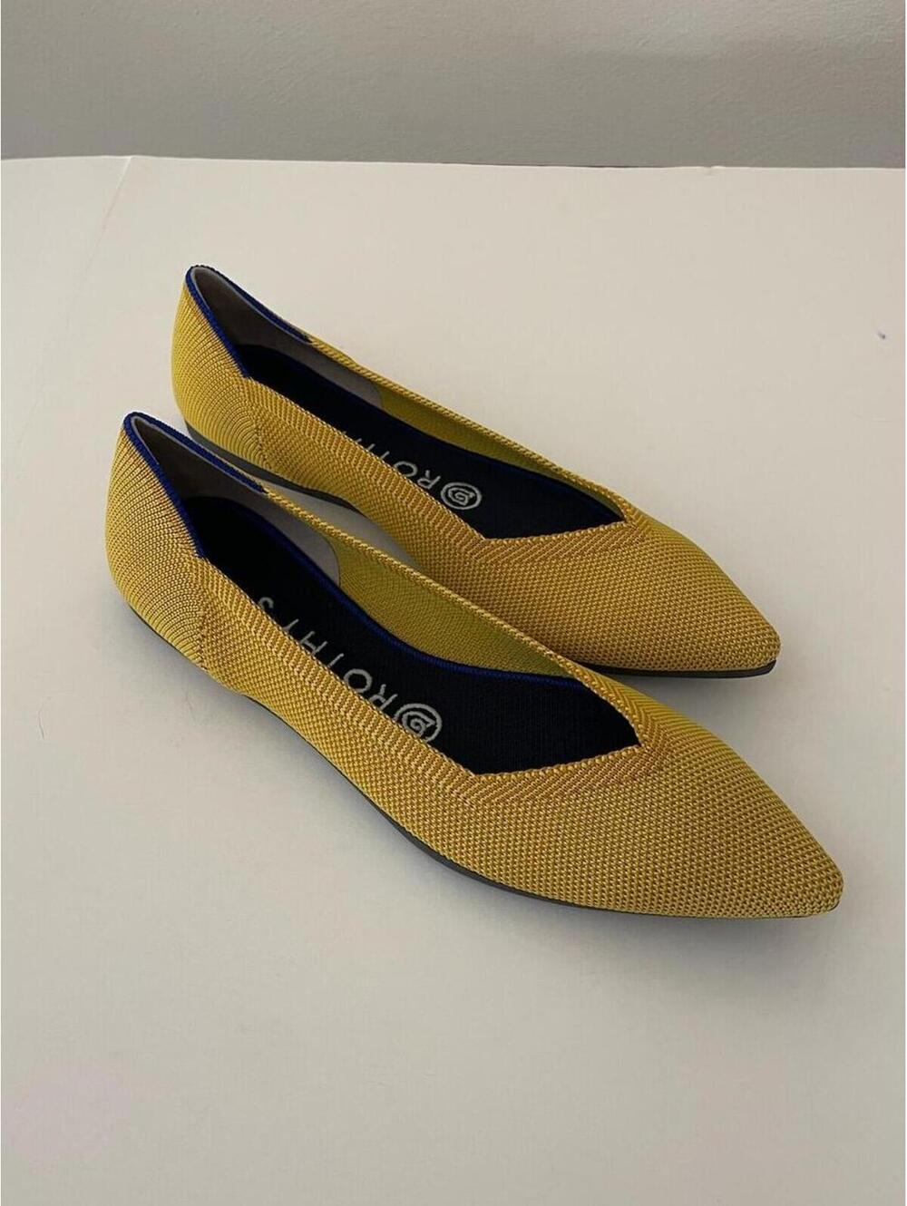 Rothy's The Point Marigold Yellow Flats Pointed Toe Women's Size 7.5 NWOT